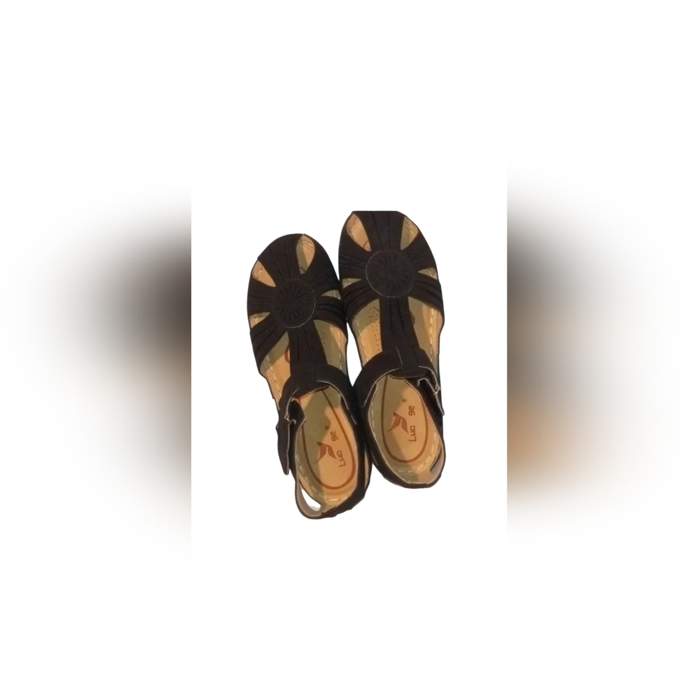Elegant Black and Tan Women's Sandals